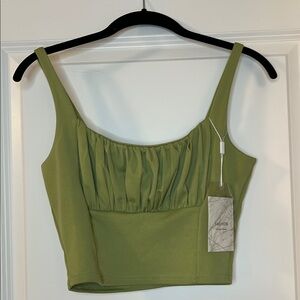 Green Sleeveless Crop Top